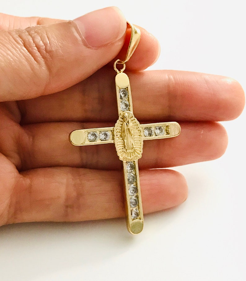 18K Gold Filled Cz Guadalupe Cross Pendant Cross pendant 18k gold filled dije de Cruz Guadalupe P79 protection pendant proteccion