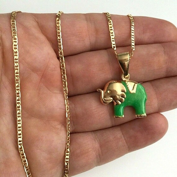 Green sale elephant necklace