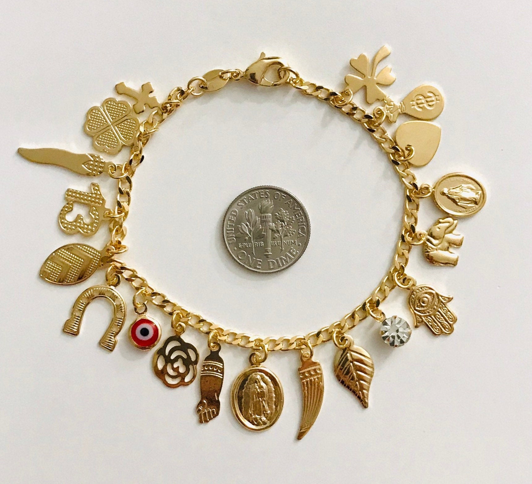 18k Gold Filled Lucky Charms Bracelet For Protection – Bella Joias Miami