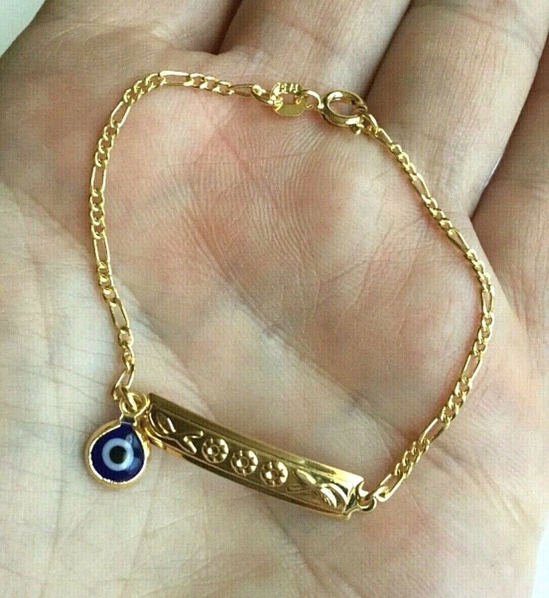18K Gold Filled Baby Id Evil Eye Bracelet for Baby Etsy