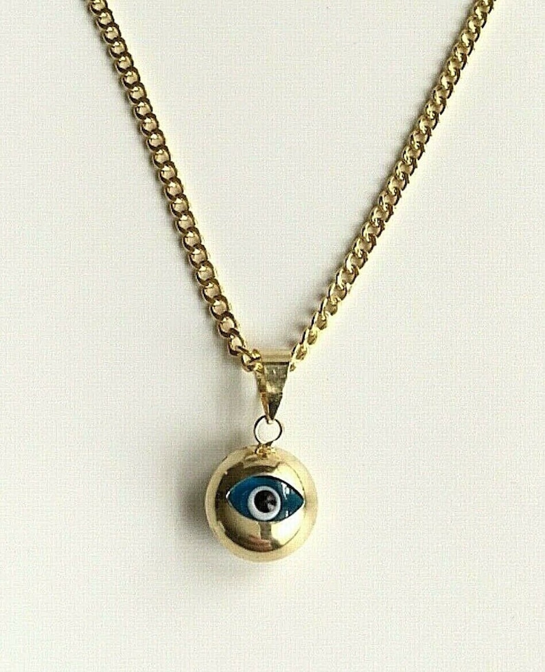men's evil eye necklace gold