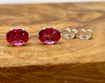 1.83 cttw Pure Pink Mystic Topaz Stud Earrings in Sterling Silver 7x5mm Natural Topaz Oval Cut - Matching Ring Available