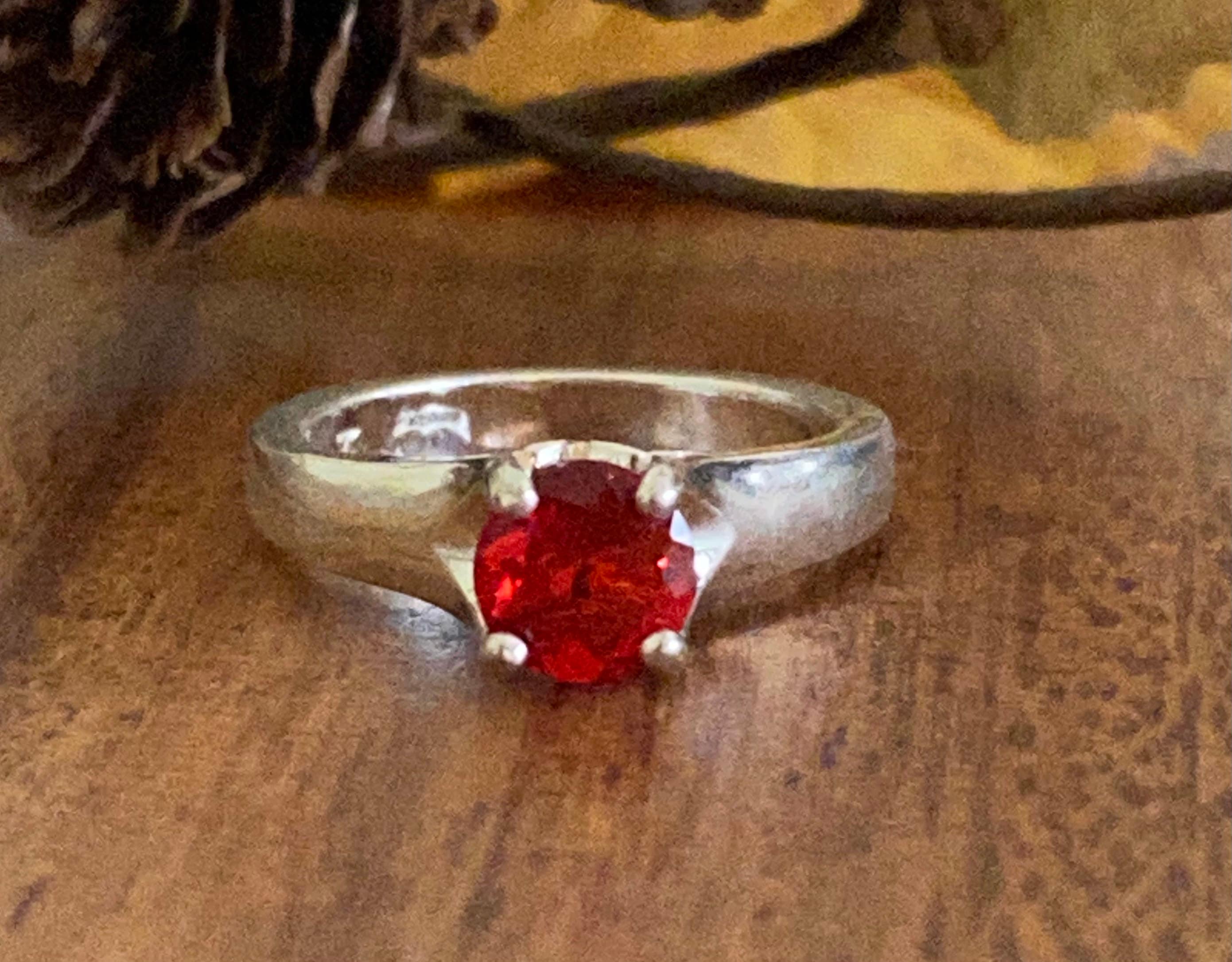 7mm Mexican Fire Opal Red Color in Sterling Silver Raised - Etsy