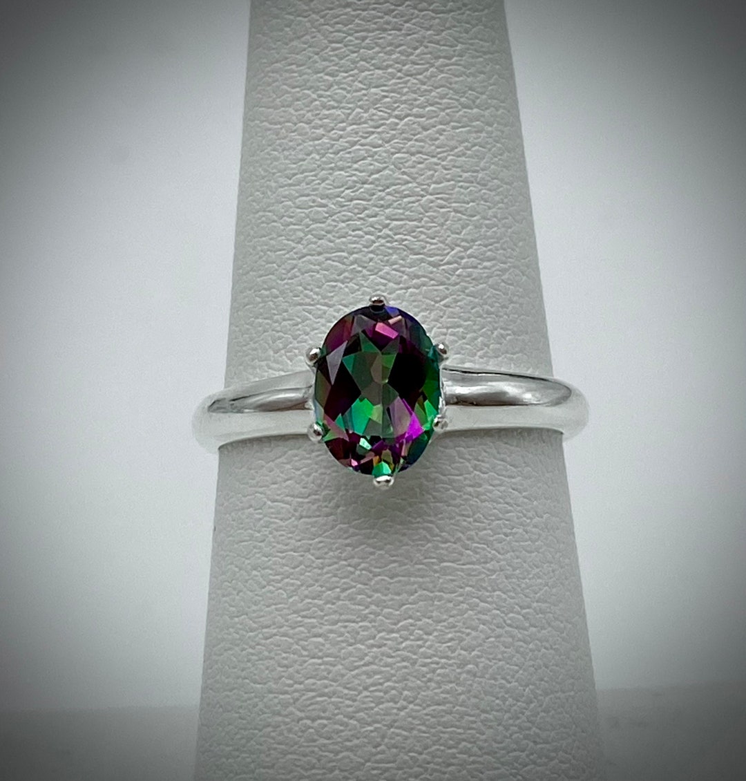 Pierre Précieuse Mystic Topaz Naturelle Cassiopea - Taille 8x6 Mm, 1.44 Carats, Couleur Changeante, Neuve Sans Emballage
