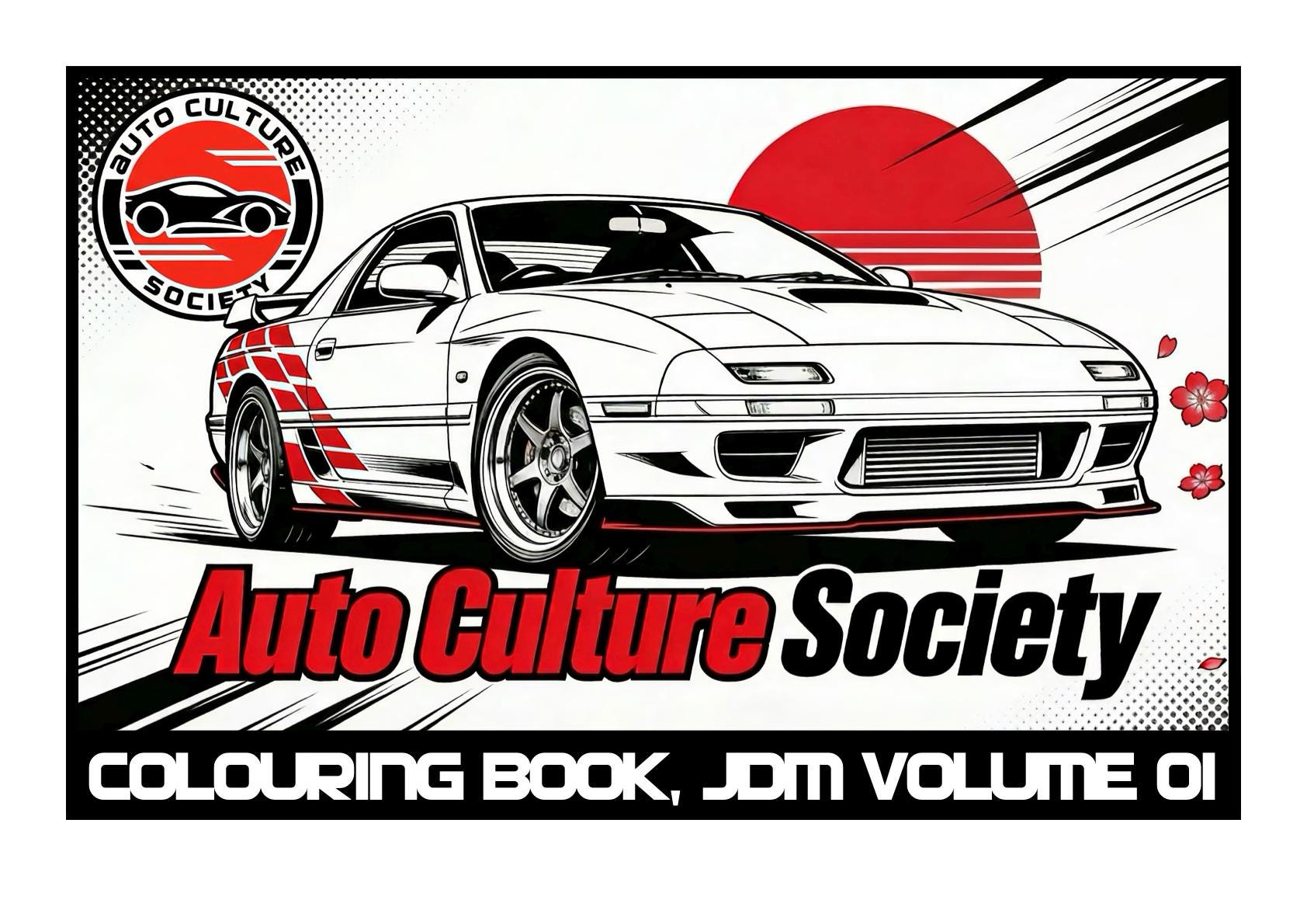 JDM Colouring Book Printable PDF | Japanese Sports Car Colouring Pages ...
