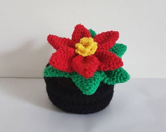 Crochet Flower in Pot, Small Crochet Flower, Handmade Flower Decorations, Crochet Plant With Flowers, Home Decor, Kids Decor - MADE TO ORDER