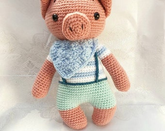 Pig Toy, Crochet Pig, Soft Toy, Toy Pig, Handmade Crochet Piglet, Amigurumi Pig, Baby shower gift - MADE TO ORDER