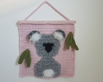 Koala Wall Hanging, Crochet koala Wall Hanging, Nursery Decor - MADE TO ORDER