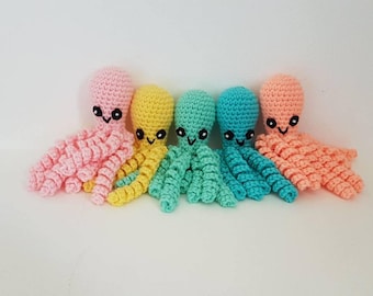 Octopus Toy, Octopus Toy with Tentacles, Crochet Octopus, Jelly Fish with Tentacles, Small Octopus, Baby Shower Gift - MADE TO ORDER