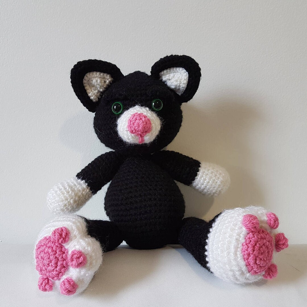 Large Cat Toy Crochet Black Cat Big Soft Cat Toy Unique Toy Cat