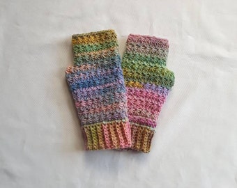 Crocheted Fingerless  Gloves: Colorful Hand Warmers