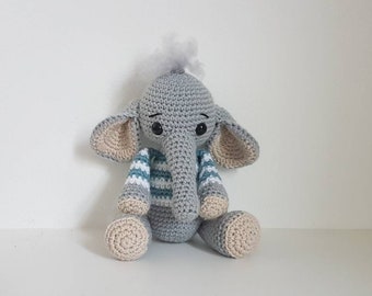 Elephant Toy,  Crochet Elephant, Elephant, Amigurumi Elephant, Toy Elephant, Handmade Elephant with sweater - MADE TO ORDER