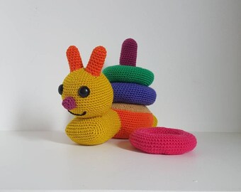 Crochet Caterpillar Ring Toy, Caterpillar Toy, Handmade Caterpillar, Ring Toy, Baby Gift Caterpillar - MADE TO ORDER