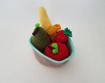 Crochet Fruit Bowl: Handmade Amigurumi Apple, Pear, Banana, Strawberry
