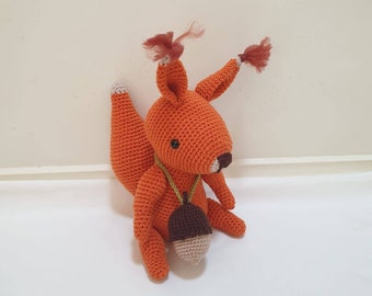 Squirrel with acorn, Crochet Squirrel, Soft Squirrel Toy - MADE TO ORDER