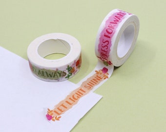Be Kind Always Words of Affirmation Washi,  Let Your Light Shine Bible Journaling Tape, Press Forward Washi Tape | BBB Supplies | R-M160