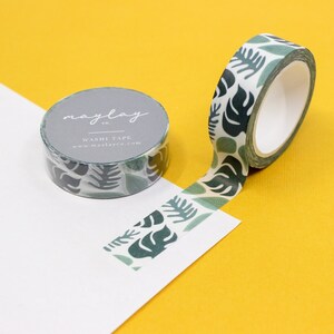 Monstera Green Palm Leaf Pattern Washi Tape, Rainforest Jungle Leaf Planner Tapes, Monstera Desert Plant Tapes | BBB Supplies | R-RMC012
