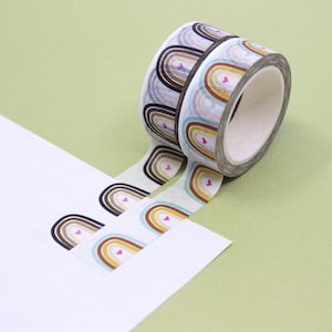 Ruban adhésif washi arc-en-ciel du millénaire moderne, Washi pour chambre de bébé, ruban adhésif créatif amusant pour enfants, rubans adhésifs arc-en-ciel de couleur neutre | Fournitures BBB | R-RKP-001
