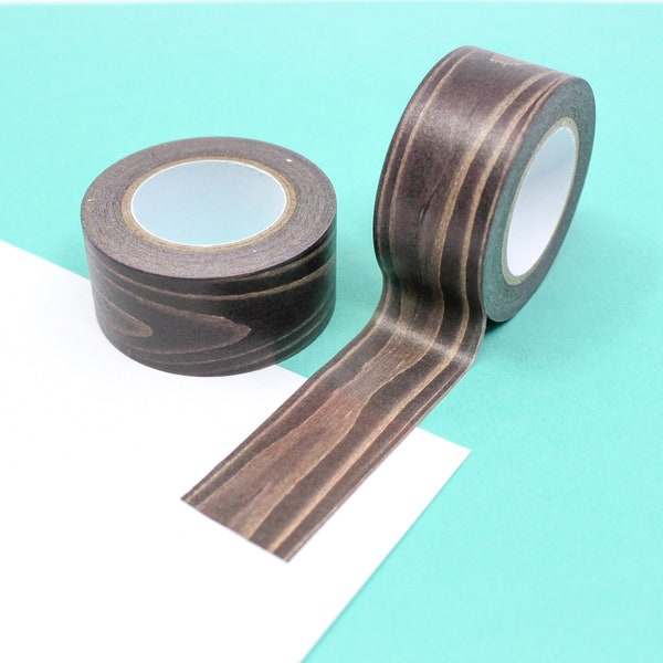 Dark Wood Grain Washi Tape, Dark Brownish Wood Flooring Paper Tape, Wood Journaling Supplies Tape | BBBS Supplies | R-M225