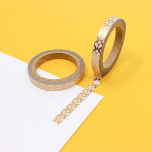 Thin Gold Foil Fan Border Design Washi Tape, Narrow Gold Infinity Line Paper Tape, Slim Gold Foil Journaling Tape | BBB Supplies | R-M391