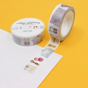 Vintage Stationary Washi Tape, Snail Mail Washi Tape, Stationary Addict Journaling Washi, Old Stamp Wax Seal Tape | BBB Supplies | R-RPP040