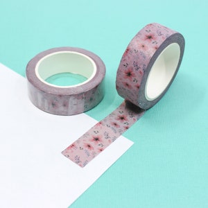Nastro Washi con motivo floreale rosa piccolo, nastri floreali rosa, nastro per diario con fiori primaverili dolci, nastri per pianificatore / forniture BBB / R-GH944-15