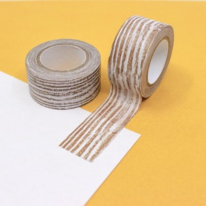 Cinta Washi de grano de madera marrón y blanca, cinta de bricolaje para el hogar de grano de madera marrón claro, cinta Washi de madera cálida del país francés / Suministros BBBS / R-M228