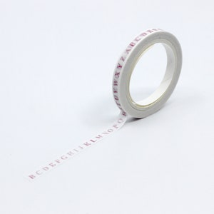 Thin Fun Pink Letters Pattern Washi Tape, Alphabet Craft Tape, Alphabet Stickers, Scrapbooking Journal Japonais Paper Tape // R-AL040-05