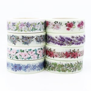 Mooie bloemen Washi Tape collectie, blauwe bloemen Washi, lavendel Washi, rozen Washi, hortensia tape//BBB leveringen//R-GH6-006