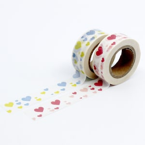 Red Pink Multi Hearts Washi Tape or Blue Yellow Heart pattern Paper Tape, Valentines Heart Pattern Washi | BBB Supplies | R-ZH1629 ZH1645