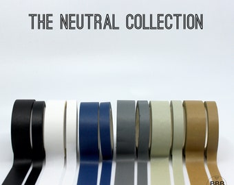 Conjunto de cintas Washi neutrales sólidas de 15 mm + 8 mm, Washi negro, Washi blanco, cinta azul marino, cinta Washi gris, Washi sólido neutro / Suministros BBB / R-ST013