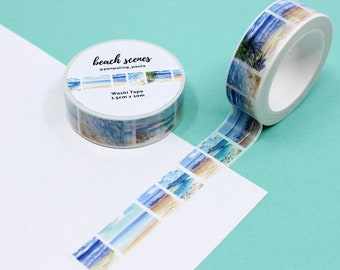 Beach Scene Pattern Washi Tape, Beach Vacation Washi Tape, Summer Paper Tape, California Beaches Washi | BB Supplies | R-RPP012