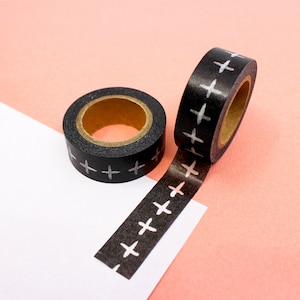 Schwarz-weißes modernes handgeschriebenes Kreuz Washi Tape, Bibel Journaling Tape, einfaches schwarzes Kreuz Tape, | AGB und Widerrufsbelehrung R-ZH1775
