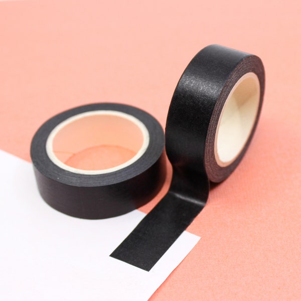 Solid Black Washi Tape, 15MM Black Paper Tape, Elegant Scrapbooking Tape, Gift Wrapping Tape, Neutral Washi Tape | BBB Supplies | R-SL102