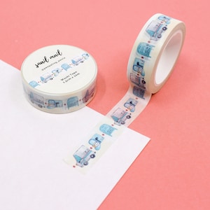 Ruban adhésif washi bleu à motif de boîte aux lettres classique, articles pour carnets de voyage en Washi pour enveloppes, ruban adhésif en Washi pour la collection courrier postal | Fournitures BBB | R-RPP026