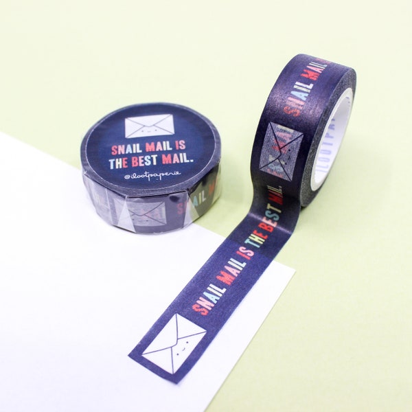 Snail Mail is the Best Mail Text Washi Tape, Snail Mail Paper Tape, Envelope Letter Washi, Smiling Envelope Tape | BBB Supplies | R-RLP-007