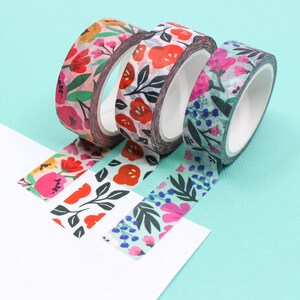 Floral Collection Pattern Washi Tape, Blue Floral, Pink Floral, Red Floral Craft Paper Tape, Journaling Tape | BBB Supplies | R-RZS004 - 06
