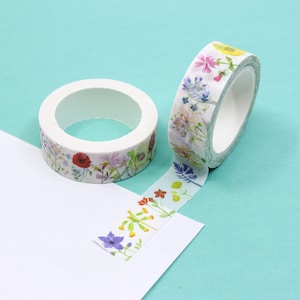 Britse washitape met bloemen, washi met mooie bloemen, washi met lentebloemen, elegante bloemenstickers en plannertapes | BBB-benodigdheden | R-RSF009