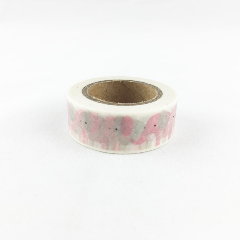 Cute Pink /& Grey Elephant Washi Tape 15mm Paper Tape BBBsupplies R-ZH1478-15