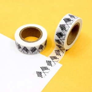 zwart-wit washitape met racevlagpatroon, washitape raceautovlag, washitape raceauto's, Nascar-vlagtape | BBB-benodigdheden | R-ZH1760