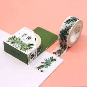 Bande Washi de grappe de plantes vertes, bande Washi de bouquet de laurier de verdure, bandes florales élégantes, autocollants et bandes de planificateur | FOURNITURES BBB | R-AL088N