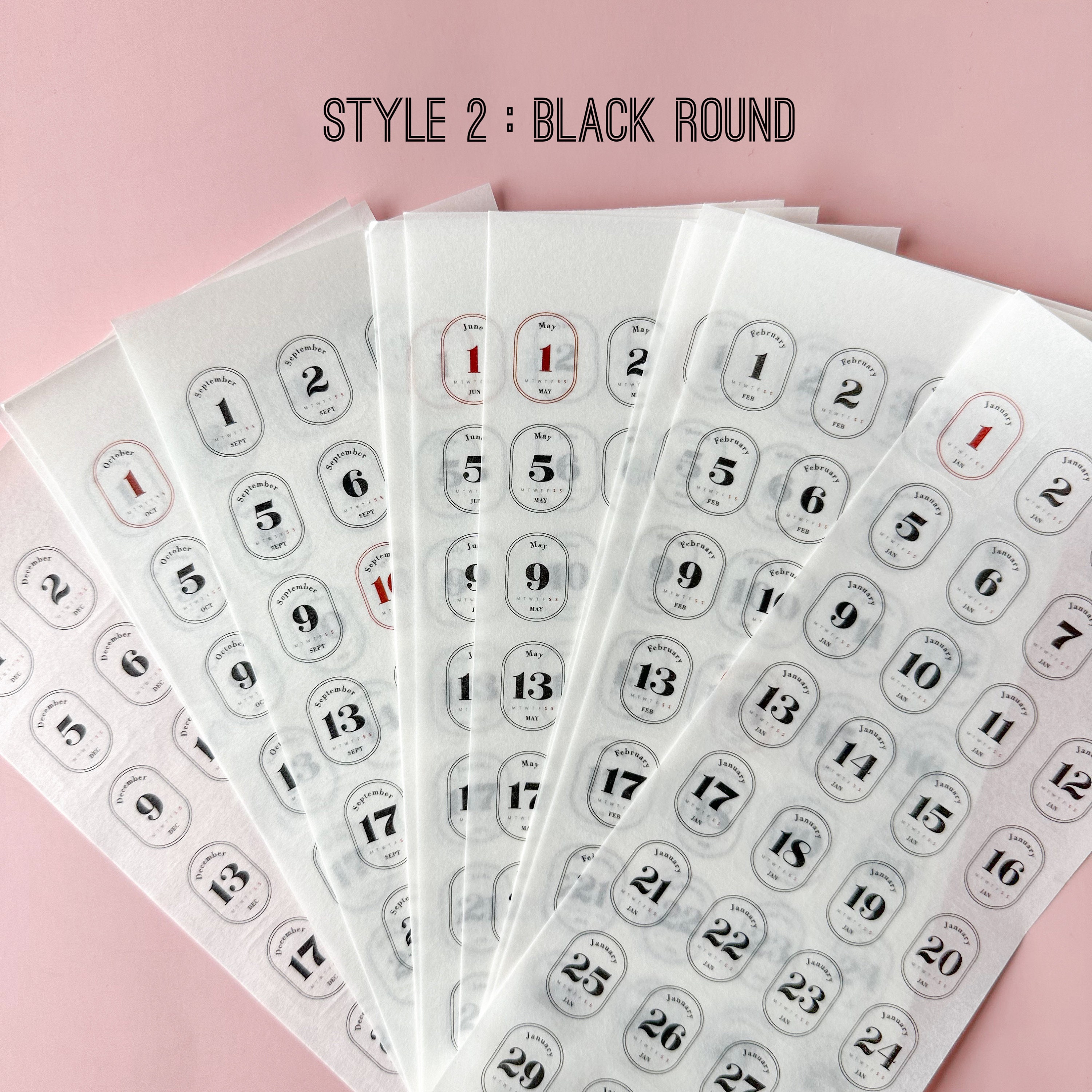 Planner Date Stickers, Monthly Sticker, Bullet Journaling Pre-dated 12 ...