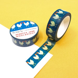 White Roosters in the Morning Pattern Washi Tape, Farm Animal Washi Tape, Cute Country Rooster Chicken Paper Tape | BBB Supplies | R-RJW010
