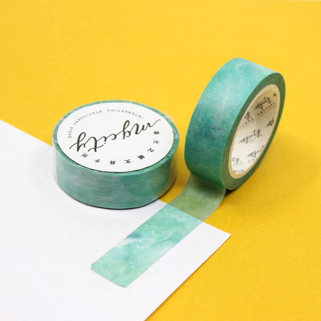 Green Sky Watercolor Marble Washi Tape, Marble Pattern Craft Tapes