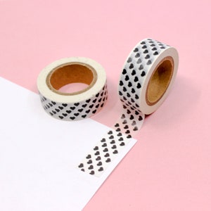 Cute Black and White Heart Pattern Washi Tape, Rows of Hearts Washi Tape, Valentines Washi Tape, Love Washi Tape | BBB Supplies | R-ZH2253