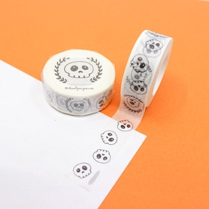 Cute Skull Pattern Washi Tape, Cute Black and White Illustration Skull Paper Tape, Halloween Skelton Washi Tape | BBB Supplies | R-RLP-003H