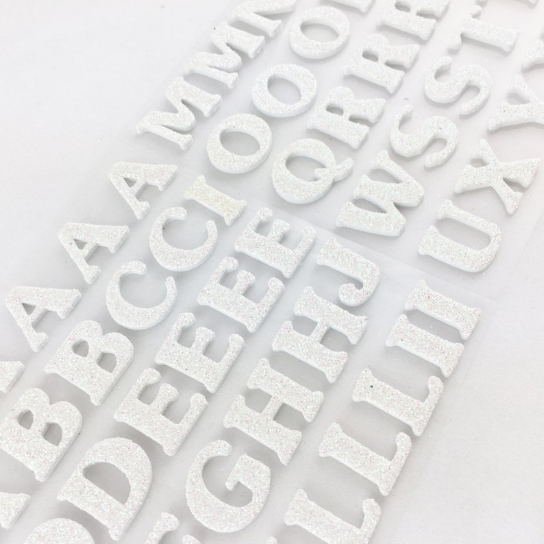 White Glitter Foam Letter Stickers Scrapbooking Craft Etsy