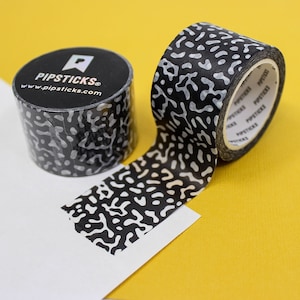 Black and White Organic Pattern Washi tape, Wide Modern Abstract Pattern Washi, Random Squiggle Planner Tapes | BBB Supplies | R-RPX039