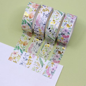 Colección de cintas washi con flores de papel dorado, cintas washi con flores de vid de oliva, cintas washi con flores de melocotón, flores de oro rosa / BBB Supplies / R-GH1-010