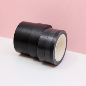 Solid Black Washi Tape, 15MM Black Paper Tape, Elegant Scrapbooking Tape, Gift Wrapping Tape, Neutral Washi Tape BBB Supplies R-SL102 image 7